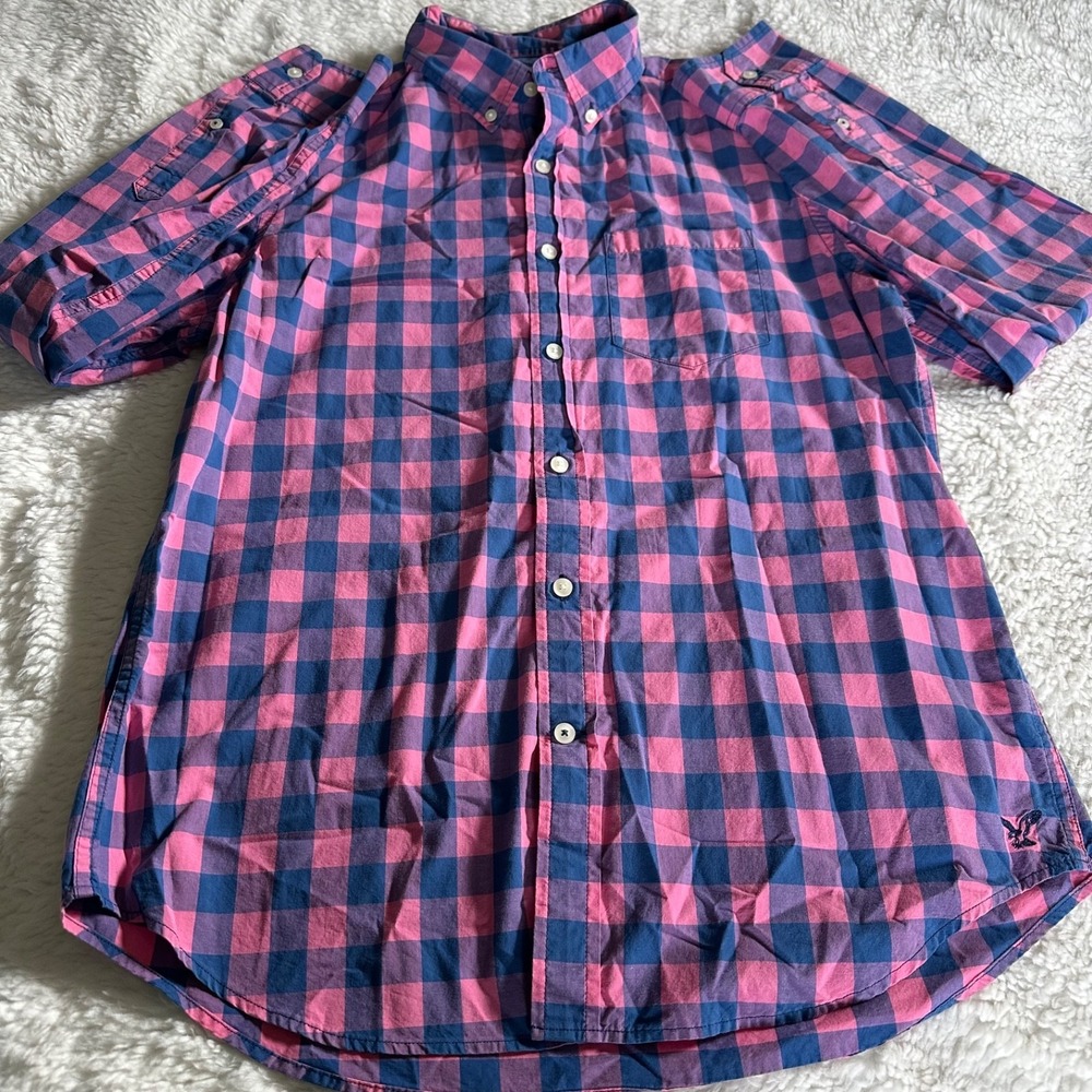 100%Cotton American Eagle Men's Athletic Fit Button Down Shirt